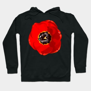 Red open tulip on black. Hoodie